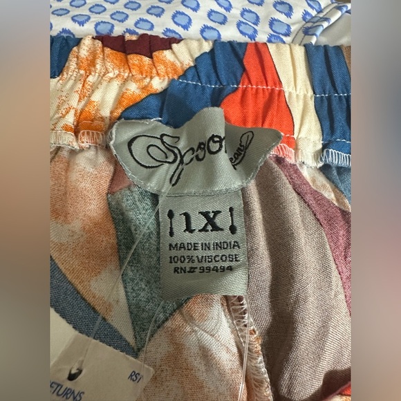 SPOON Jeans Wide Leg Palazzo Pants 1X Multicolor Geometric Print Viscose Boho - Picture 3 of 6